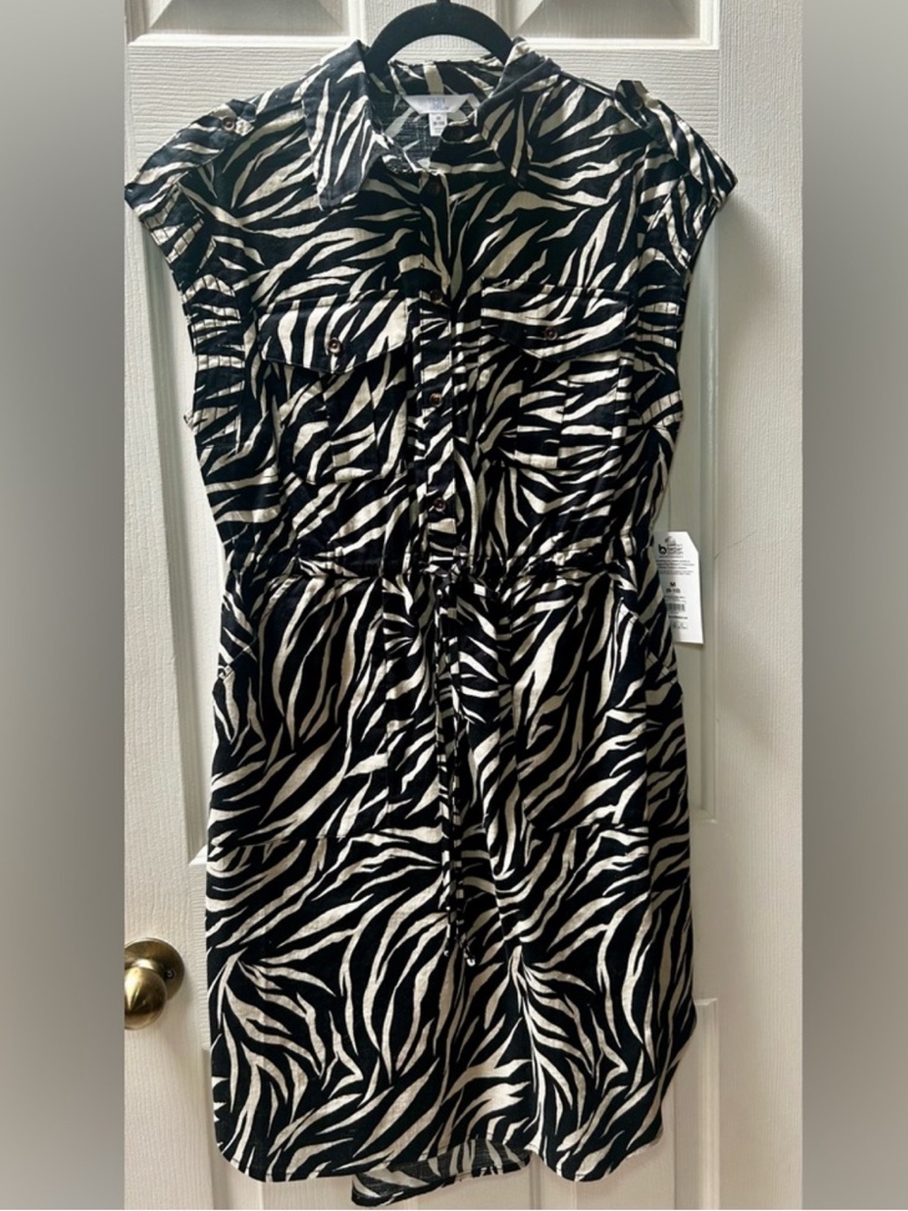Time and Tru Black White Zebra Print Utility Dress 2XL NWT